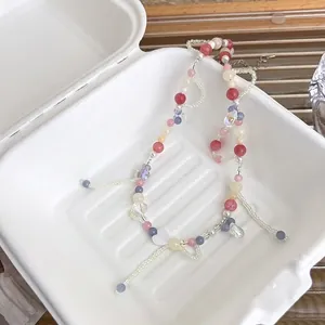 Collier fait main perles colorées et pendentif cœur style estival doux et sucré