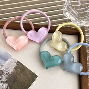 Morandi jelly heart hair ties set in assorted colors for ponytail styling