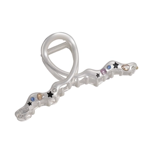 Silver star rhinestone large shark hair clip with colorful crystals for women styling