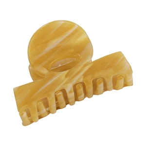 Elegant amber and cream marble patterned acetate hair claw clip for women's hairstyle