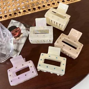 Minimalist Square Acetate Hair Claw Clip For Women Hollow Out Rhinestone Geometric Hair Clip Elegant Fashion Hair Accessories