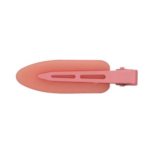 Matte pink seamless duckbill hair clip with frosted finish for women in a minimalist style