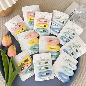 Lot de Pinces à Cheveux Géométriques Dégradées Couleurs Macaron Alliage Résine Fait Main Pinces BB pour Femmes Accessoires Cheveux