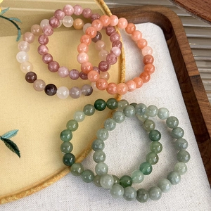 Handgefertigtes chinesisches Armband mit bunten Quarz- und Achatperlen für Damen