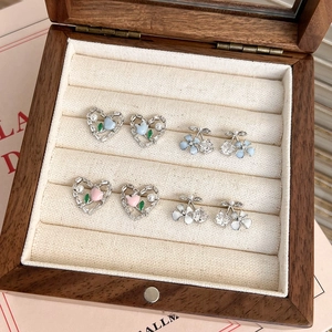 Boucles d'Oreilles Clous Fleur de Tulipe Creuse en Forme de Cœur Avec Tige en Argent Sterling 925 Cuivre Zircon Bijoux