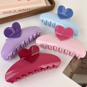 Lot de pinces à cheveux en forme de cœur rose, violet et bleu pour femmes