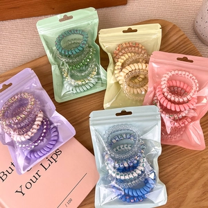 Elastico Cavo Telefonico Color Caramella Spirale Fasce per Capelli in Resina Alta Elasticità Floreale Pois Corda per Capelli Donna