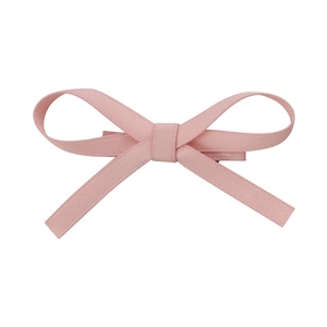 Elegant French style pink ribbon bow hair clip for women with ribbed texture finish