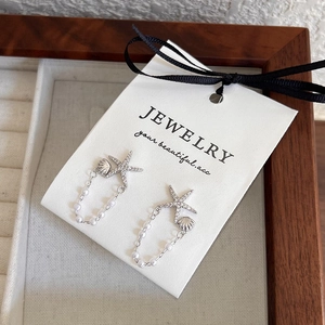 Boucles d'oreilles étoile de mer et perles avec strass pour style vacances