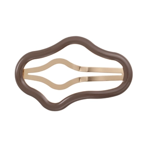 Barrette à cheveux évidée en forme de vague marron avec boucle en métal doré chic