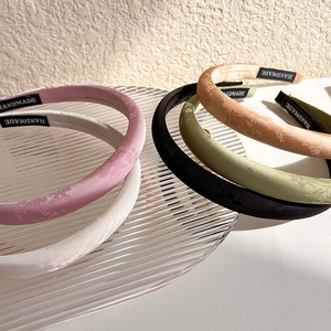 Jacquard satin headband set in assorted colors with traditional floral pattern