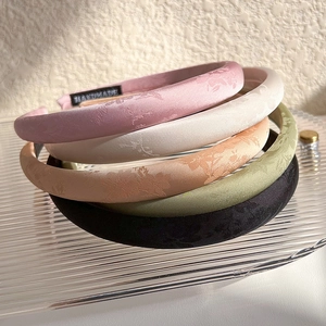 Five assorted jacquard satin headbands with floral embroidery in vintage oriental style