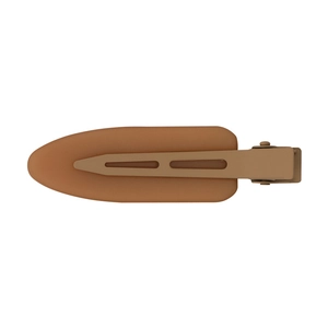 Matte resin and metal duckbill hair clip in warm camel brown for women's styling
