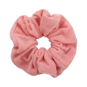 Pink scrunchie in soft towel fabric material for women minimalist hair accessories