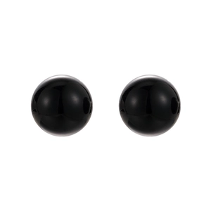 Minimalist glossy black bead stud earrings for women with high-shine polished finish
