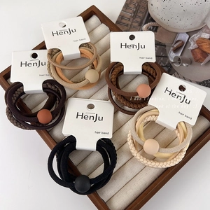 Korean Style Minimalist Elastic Hair Ties For Women Fabric High Stretch Hair Bands With Frosted Bead Decorative Headwear