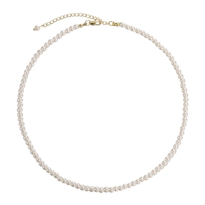 Elegant minimalist imitation pearl necklace with gold clasp for women