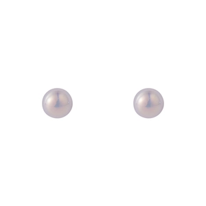 Macro detail of iridescent mermaid pearl stud earrings with pink purple luster