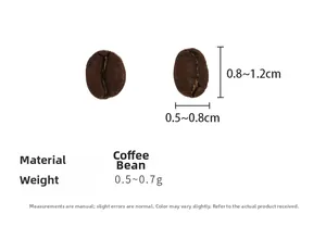 Detailed size specifications of coffee bean stud earrings with precise measurements