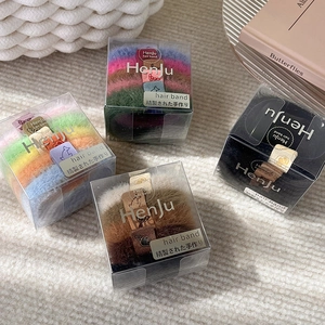 Set de chouchous en peluche haute élasticité, tons marron et arc-en-ciel, boîtes élégantes
