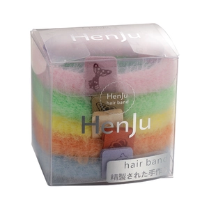Lot de cinq chouchous en peluche colorés en boîte transparente, élastiques doux d'hiver