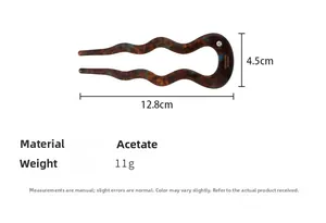 Detailed size parameters of the acetate hair fork with tortoiseshell pattern finish