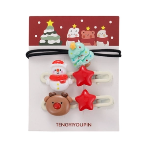 Coffret de barrettes de Noël avec décorations de bonhomme de neige et cerf mignon