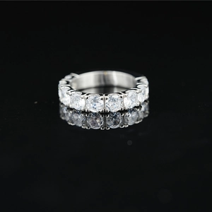 Eternity band ring in titanium steel with shimmering round-cut moissanite stones