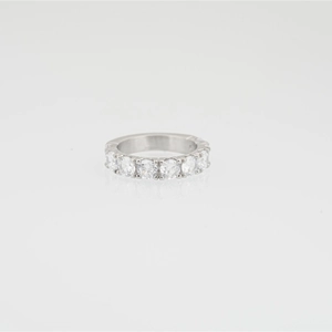 Titanium steel moissanite eternity ring with round cut stones in silver finish