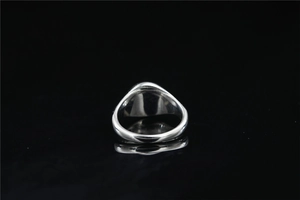 Polished silver signet ring with a minimalist flat top and mirror finish reflection