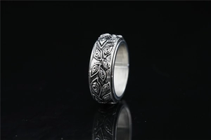 Detailed relief of Eye of Horus engraving on retro titanium steel ring surface