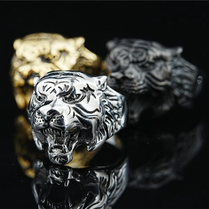 Hip Hop Roaring Lion Head Ring For Men Vintage Stainless Steel Animal Statement Ring Punk Rock Biker Band Finger Jewelry