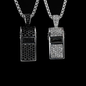 Hiphop Titanium Staal Fluitje Hanger Halsketting Voor Mannen Vrouwen Retro Volledige Strass Gepersonaliseerde Iced Out Sieraden