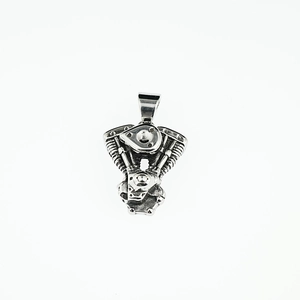 Vintage stainless steel motorcycle engine pendant necklace for punk and hip-hop street style