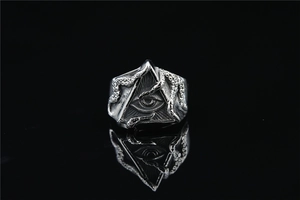 Macro shot of the Eye of Horus ring featuring vintage octopus tentacle textures
