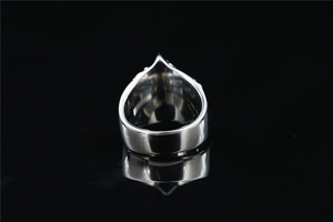 Detailed macro view of the polished inner band of the silver punk octopus eye ring