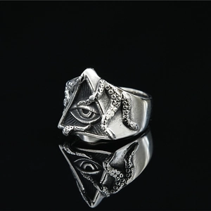 Vintage Stainless Steel Eye Of Providence Octopus Tentacle Ring Punk Hip Hop Gothic Jewelry For Men Women Antique Silver