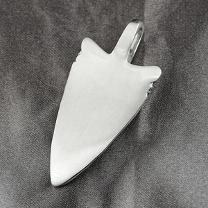 Brushed silver stainless steel arrowhead pendant necklace for men with matte finish