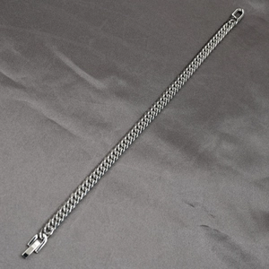 Sleek silver stainless steel Cuban link bracelet with a secure fold-over clasp closure