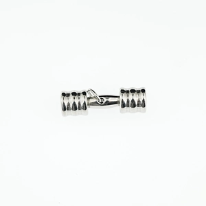 Men's solid dumbbell pendant necklace in polished titanium steel for fitness enthusiasts