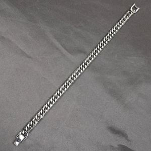Classic silver stainless steel Cuban link bracelet with durable lobster clasp closure