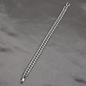 Classic silver cuban link bracelet in durable stainless steel with lobster clasp closure