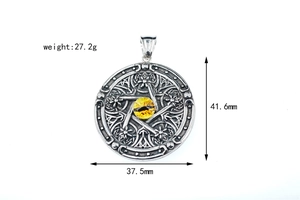 Détails du pendentif pentagramme œil du mal avec motifs celtiques et dimensions