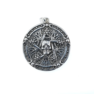 Pendentif crâne gothique et pentagramme en acier rétro pour colliers de style hip-hop
