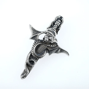 Gothic-Pterosaurier-Schwertanhänger in Retro-Silber für Hip-Hop-Punk-Halsketten-Stil