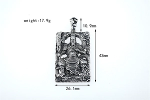Detailed dimensions of the vintage Guan Yu stainless steel dragon pendant necklace