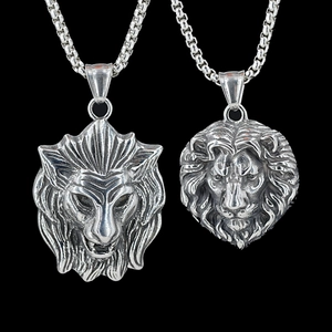 Collar con Colgante de Cabeza de León de Acero de Titanio Retro para Hombres Mujeres Estilo Punk Hip Hop Joyería de Animales de Acero Inoxidable