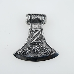 Nordischer Viking-Axt-Anhänger aus Edelstahl mit Runen-Gravur im Vintage-Stil