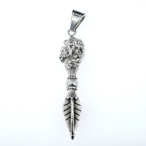 Vintage silver Ganesha Vajra Phurba pendant necklace for men with retro hip-hop design