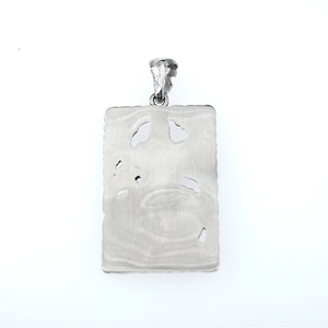 Retro hollowed rectangle pendant in brushed steel for men with industrial design style